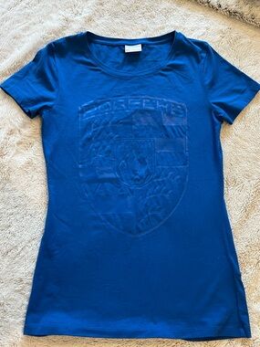 Porsche Design Royal Blue Short Sleeve Logo Tee Medium tone on tone